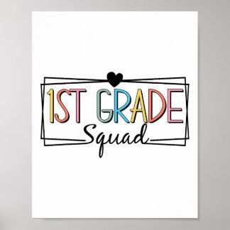 Póster First Grade Squad Teachers Kids 1st Grade Ck To Sc