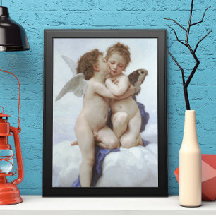 Póster First Kiss by Bouguereau, Vintage Victorian Angels