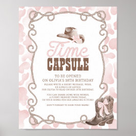 Póster First Rodeo 1st Birthday Pink Time Capsule Sign