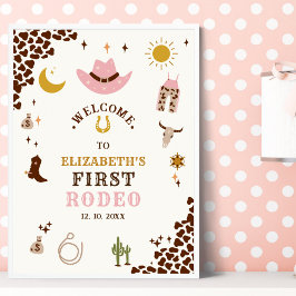 Póster First Rodeo Birthday Girl, Fun Cowgirl Birthday