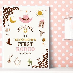 Póster First Rodeo Birthday Girl, Fun Cowgirl Birthday