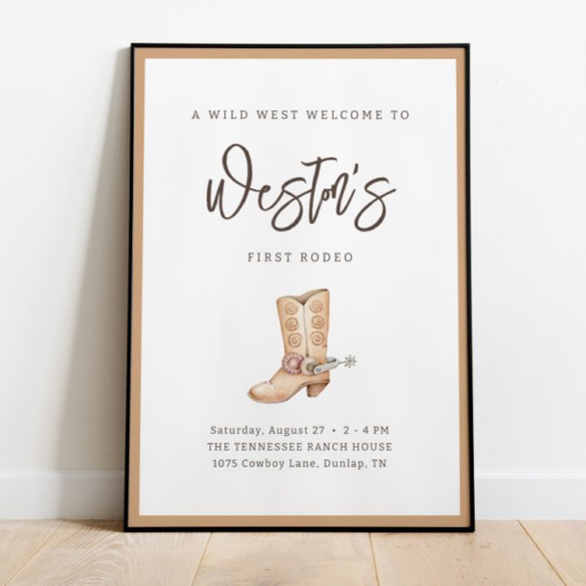 Póster First Rodeo Neutral Southern Cowboy Birthday Poste (Subido por el creador)