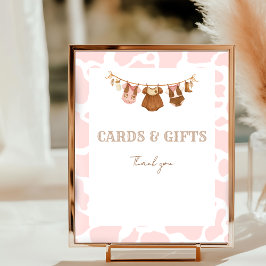 Póster First Rodeo Pink Cowgirl Birthday Tabletop Sign