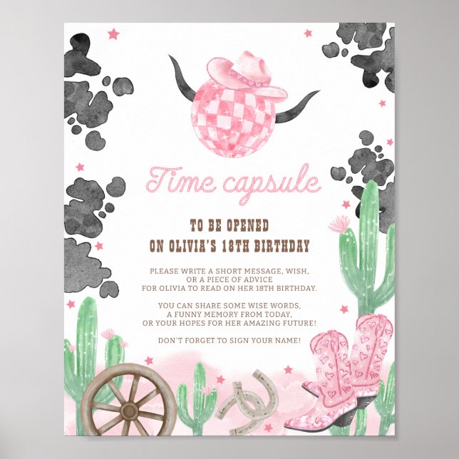 Póster First Rodeo Wild West Boho Time Capsule Sign (Frente)