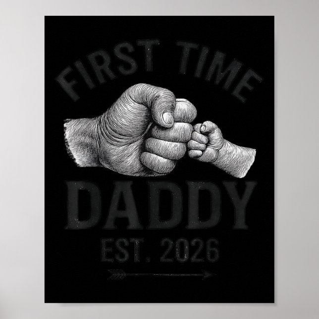 Póster First Time Daddy Est 2026 Fist Bump New Dad Father (Frente)