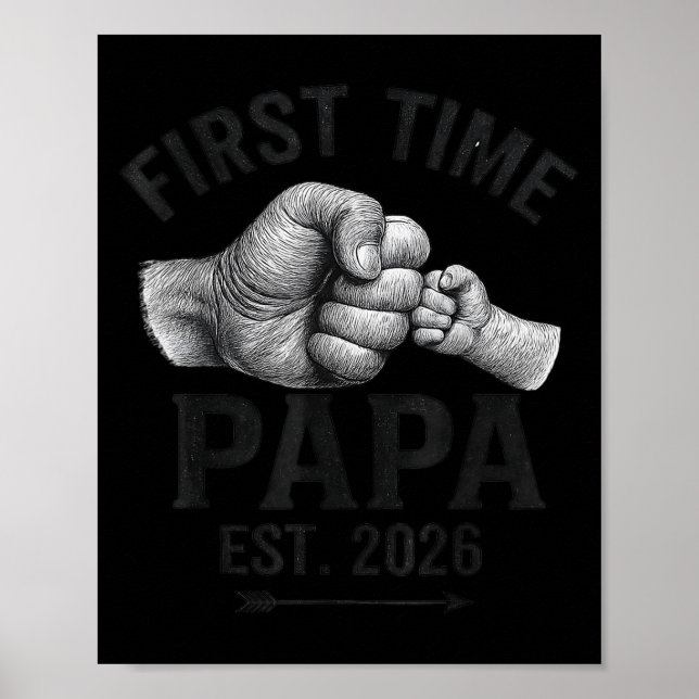 Póster First Time Papa Est 2026 Fist Bump New Dad Father' (Frente)
