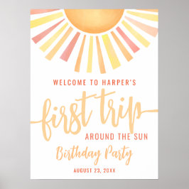 Póster First Trip Around The Sun 1st Birthday Welcome