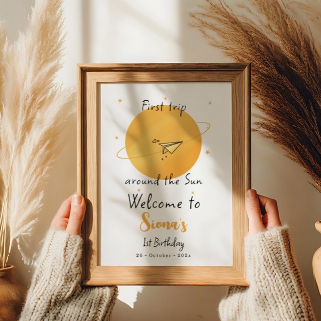 Póster First Trip Around The Sun Paper Airplane Birthday (Subido por el creador)
