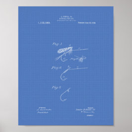 Póster Fish Bait 1914 Patent Art Blueprint