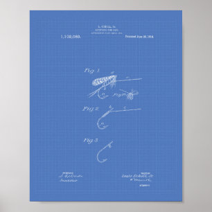 Póster Fish Bait 1914 Patent Art Blueprint