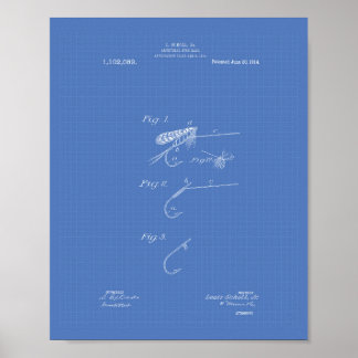 Póster Fish Bait 1914 Patent Art Blueprint
