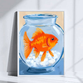 Póster Fish Bowl | Goldfish Watercolor Painted