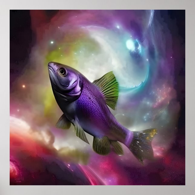 Póster Fish cósmico AI Fantasy Digital Art Print (Frente)