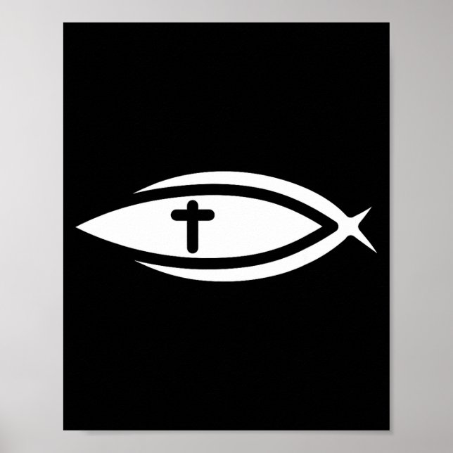 Póster Fish Cross Jesus Christian Prayers Mens Womens  (Frente)