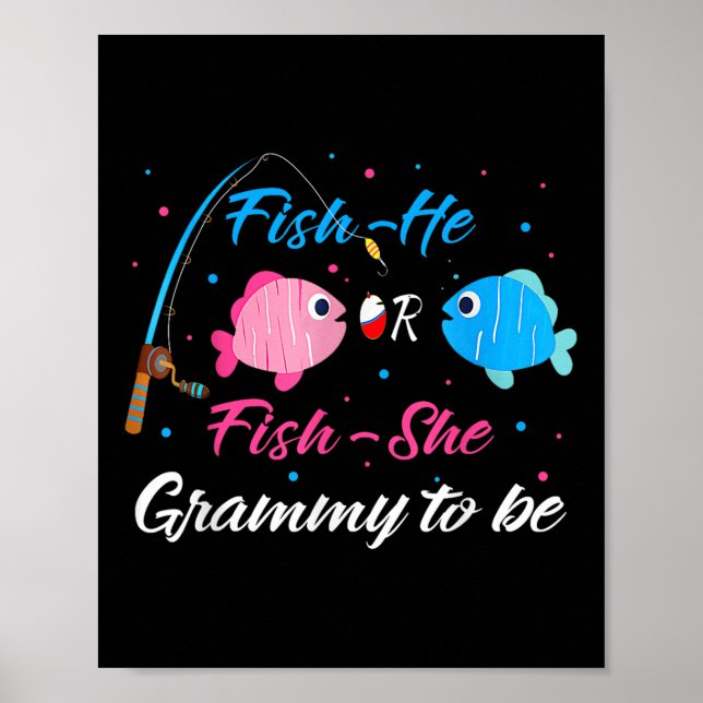 Póster Fish-he Or Fish-she Grammy To Be Gender Reveal Bab (Frente)