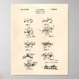 Póster Fish Lure 1949 Patent Art Old Peper