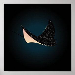 Póster Fish Ray Deep Blue Subwater Spot Sea