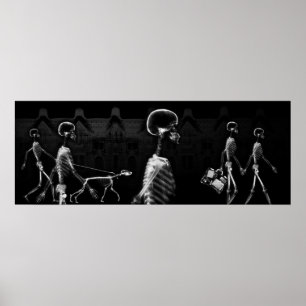 Póster Fish Tank BKRD X-Ray Skeletons Midnight Stroll B&W