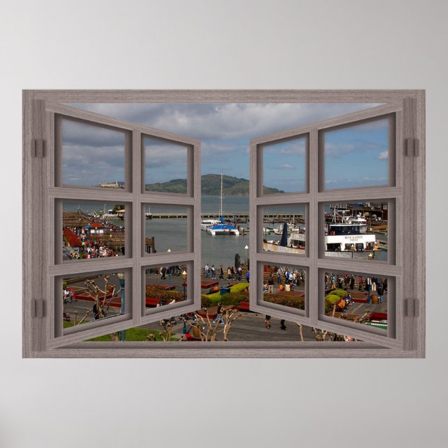 Póster Fishermans Wharf 6 Pane Open Window Poster (Frente)