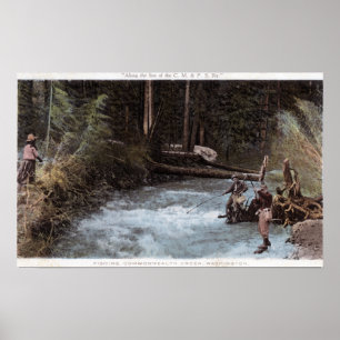 Póster Fishermen Fishing at Commonwealth Creek