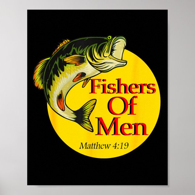 Póster Fishers Of Men Christian Matthew 4-19 Bible Fishin (Frente)