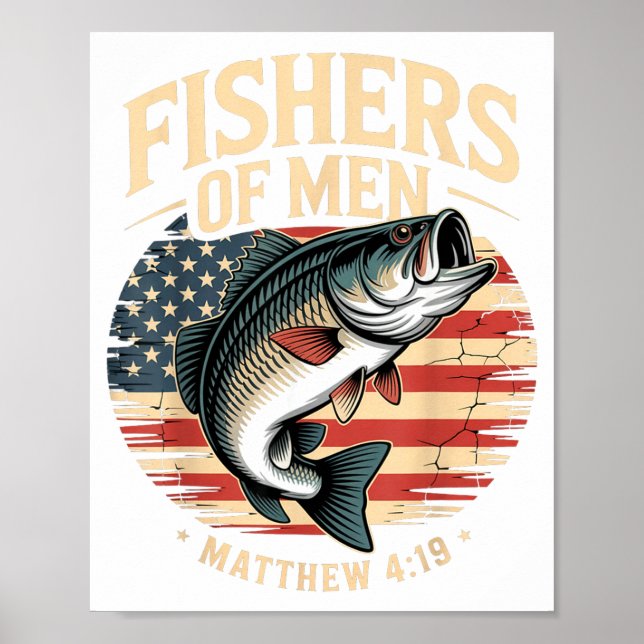 Póster Fishers Of Men Matthew 4 19 American Flag B  (Frente)