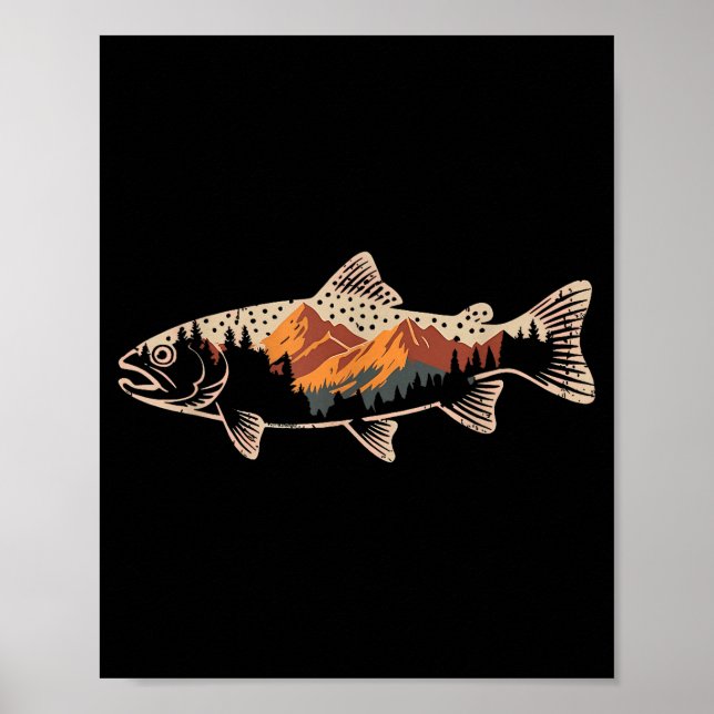 Póster Fishing B Fish Mountain Star Fisherman Art Men Wom (Frente)