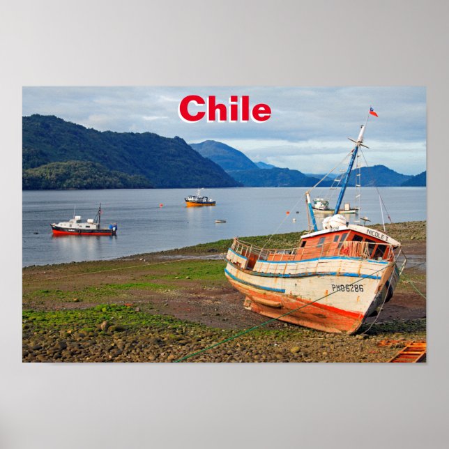 Póster Fishing boats, Hornopiren, Chile (Frente)