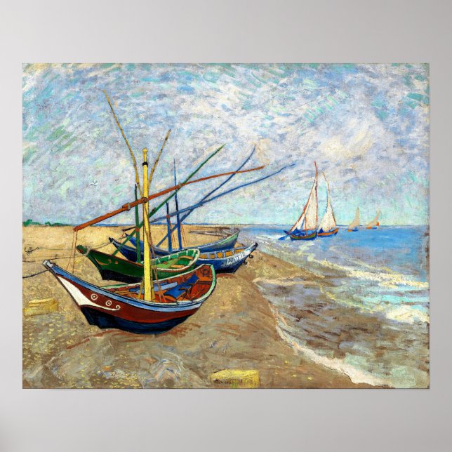 Póster Fishing Boats on Saintes-Maries Beach - Van Gogh (Frente)