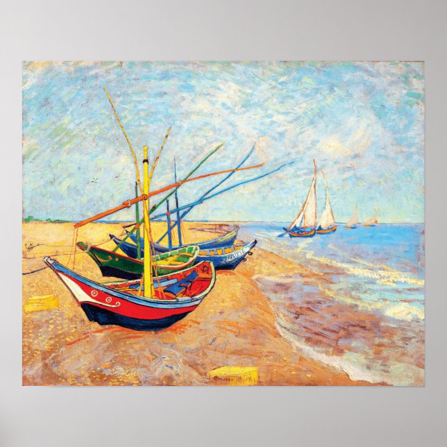 Póster Fishing Boats on the Beach at Saintes-Maries (Frente)