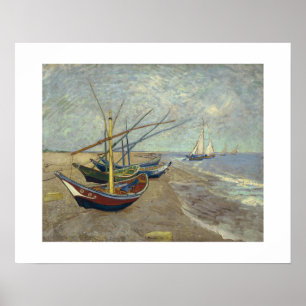 Póster Fishing Boats on the Beach at Saintes-Maries -1888