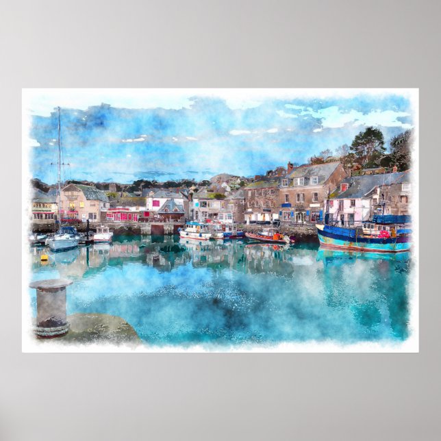 Póster Fishing Boats - Padstow Harbour, Cornwall, UK (Frente)