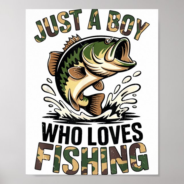 Póster Fishing Camo B Fish Youth Just A Boy Who Loves Fis (Frente)