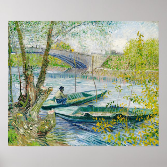 Póster Fishing in Spring, Pont de Clichy by Van Gogh (Frente)