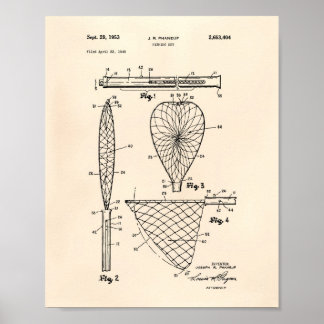 Póster Fishing Net 1953 Patent Art Old Peper