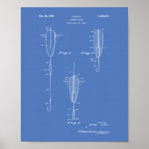 Póster Fishing Tackle 1950 Patent Art Blueprint