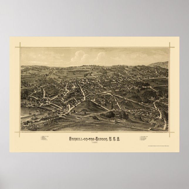 Póster Fishkill, NY Panoramic Map - 1886 (Frente)