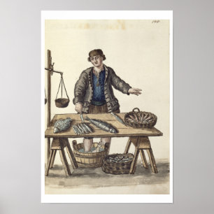 Póster Fishmonger, Venetian (manuscript)