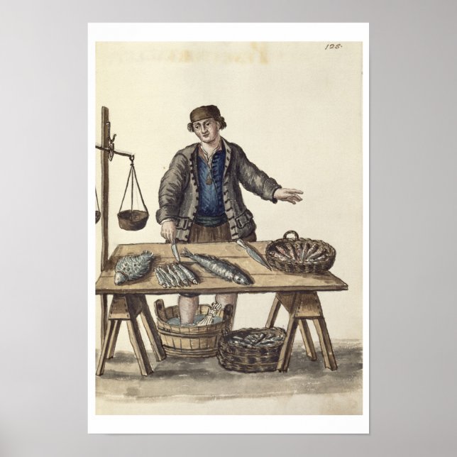 Póster Fishmonger, Venetian (manuscript) (Frente)