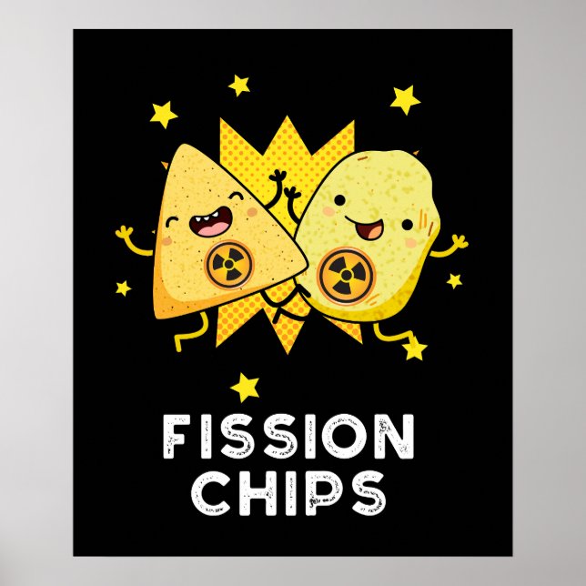 Póster Fisión Chips Graciosa Física Comida Pun Oscuro BG (Frente)