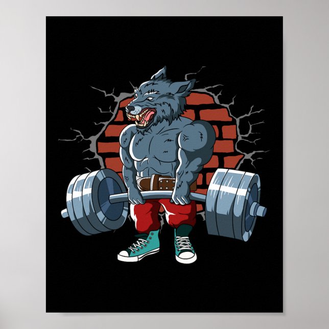 Póster Fitness Alpha Wolf Doing Formación de entrenamient (Frente)