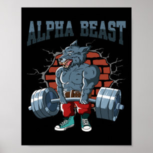 Póster Fitness Alpha Wolf Doing Formación de entrenamient