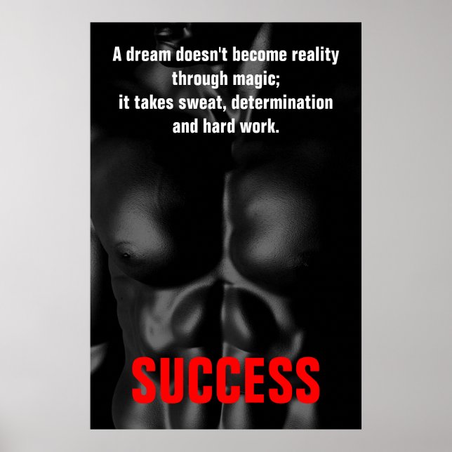 Póster Fitness Bodybuilding Inspirador Negro y Blanco (Frente)