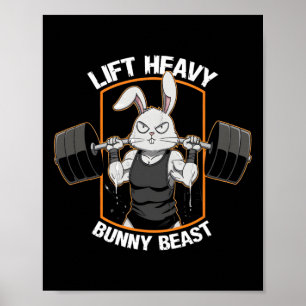 Póster Fitness Bunny Gym Titans Levantar la bestia coneji