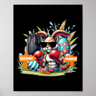 Póster Fitness Gym Workout Huevo Hunt Boxing Easter Bunny