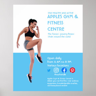 Póster fitness personal entrenador de blue Photo gym Flye