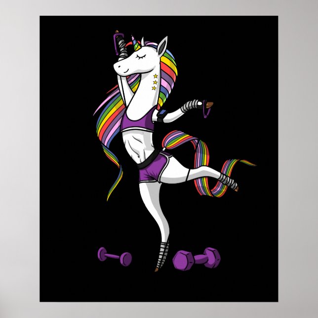 Póster Fitness Unicornio entrenamiento de entrenamiento d (Frente)
