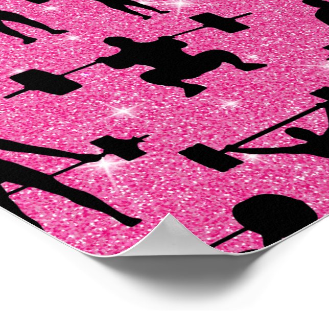 Póster Fitness Workout Gym Sport Purpurina Rosa (Esquina)