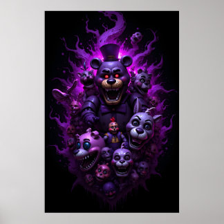 Póster Five Nights at Freddys Animatronics with Purple 