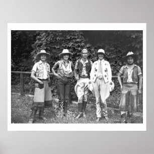 Póster Five women at the dude ranch